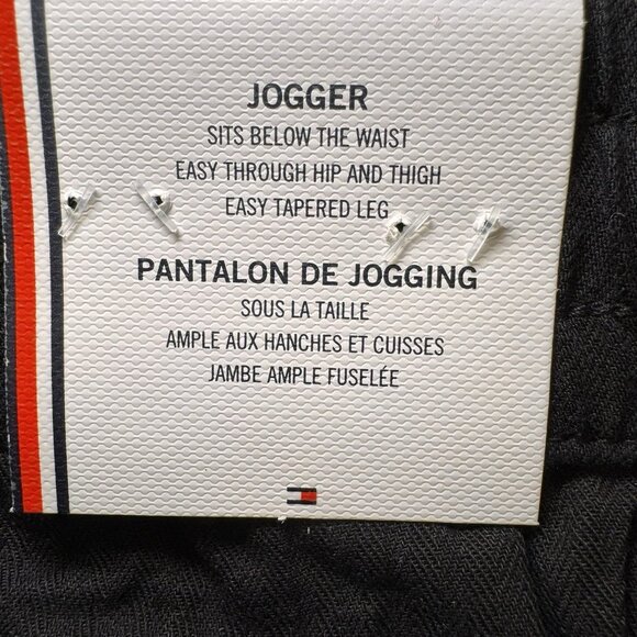 Tommy Hilfiger Black Logo Drawstring Joggers size Medium Cotton Linen - Picture 5 of 9